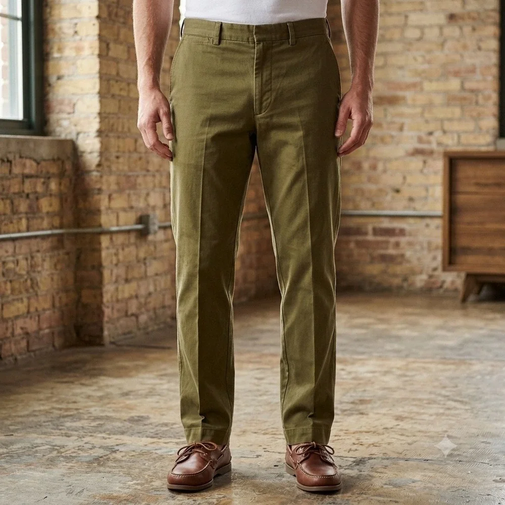 New Vintage Polo Ralph Lauren Preston Pant Men 34x30 Olive Green Chino Cotton